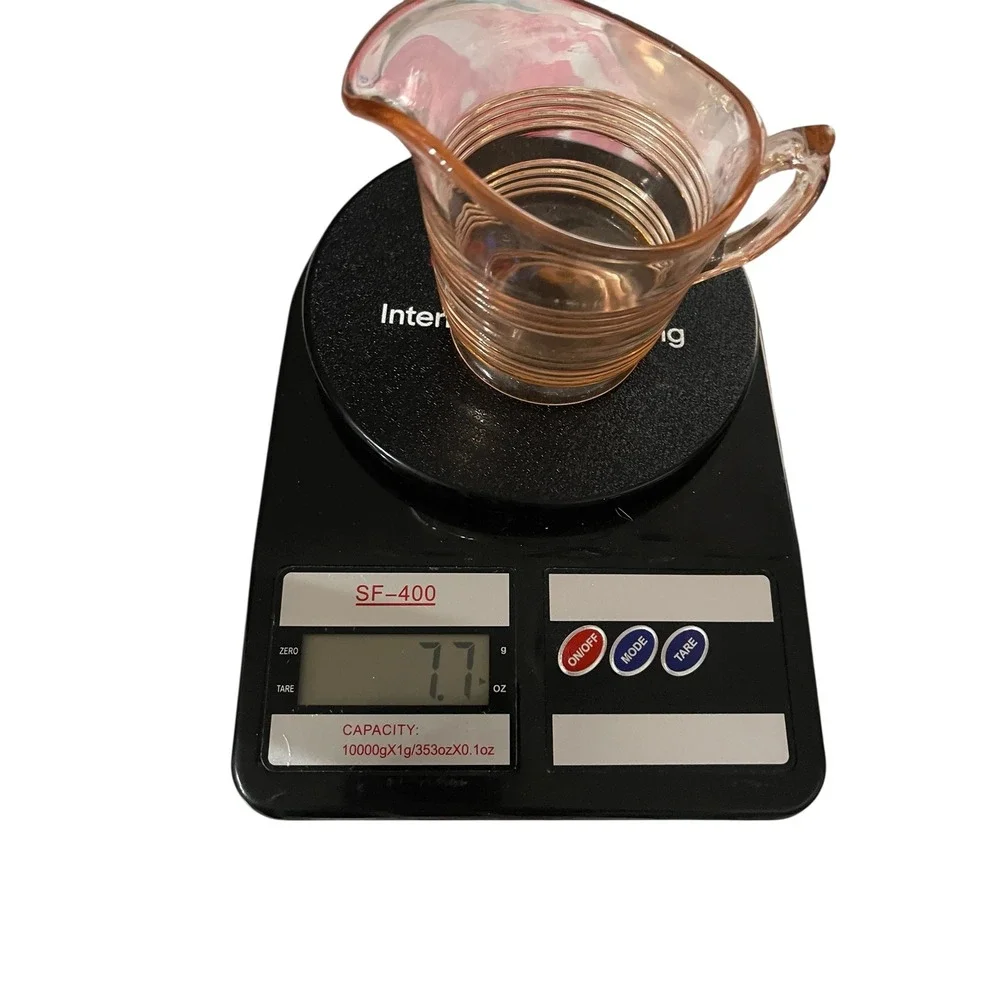 Pink Depression Glass Creamer Banded 1920s-1930s Vintage Collectible 4.5